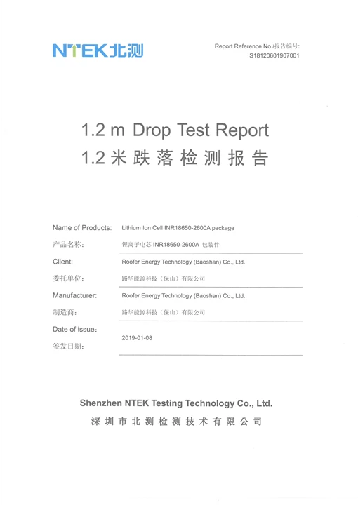 1.2m Drop Test Report
