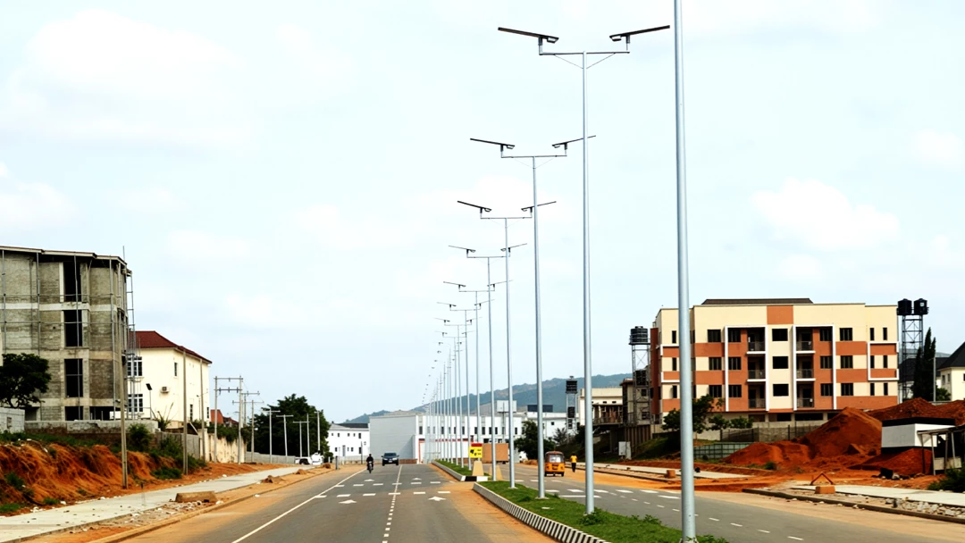 All in one solar street lights installed for African rural road lighting projects