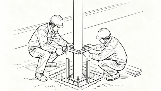 removing anchor bolt template after concrete curing for street light pole foundation