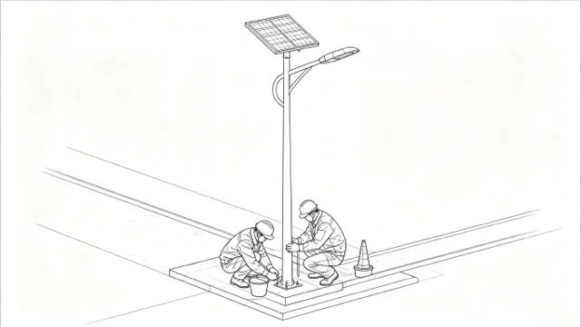 concrete curing process for solar street light pole foundation before installation