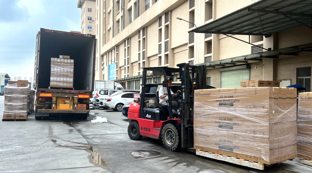 Container loading for solar street lights