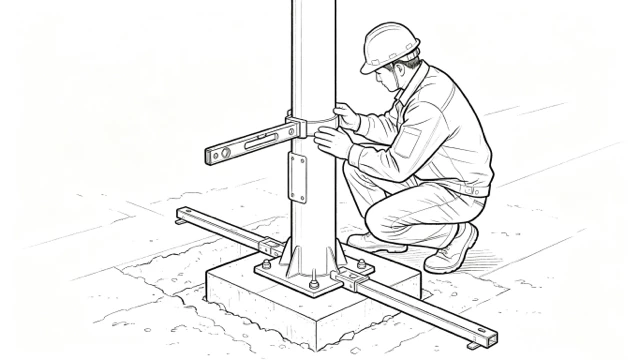 vertical alignment adjustment of solar street light pole during installation