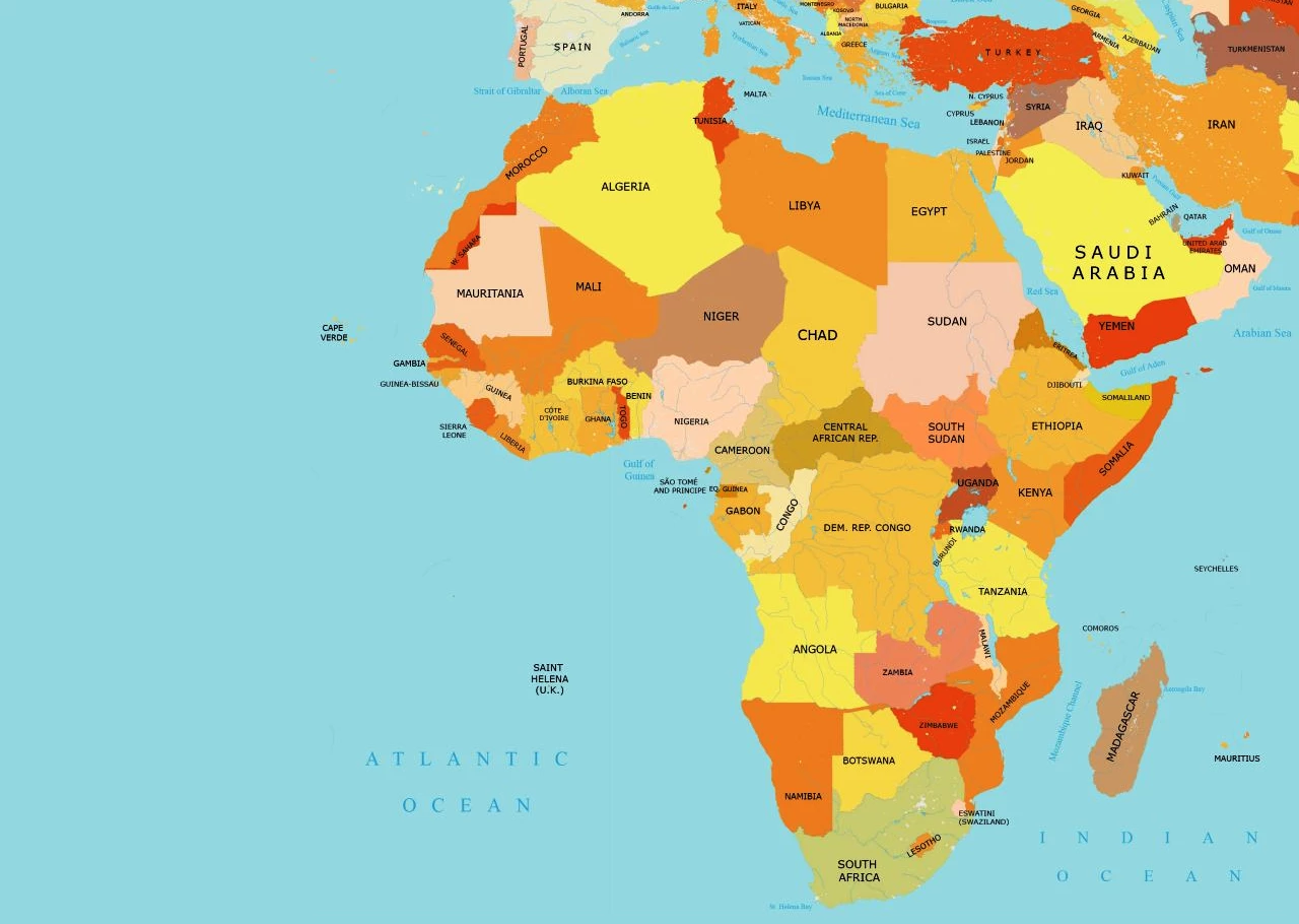 Interactive map of African countries served by Queneng solar lighting