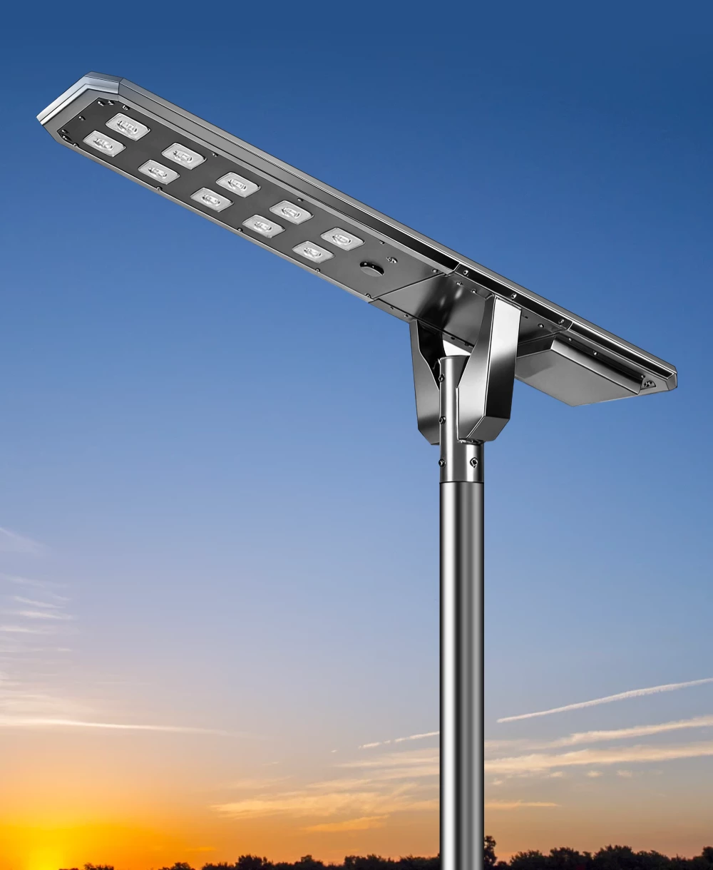 All-in-one solar street light integrating solar panel battery controller and LED lighting system