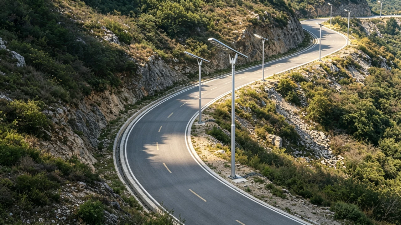 Outdoor solar lighting system for rural roadway application