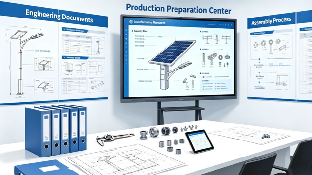 Preparing custom solar street light designs for manufacturing