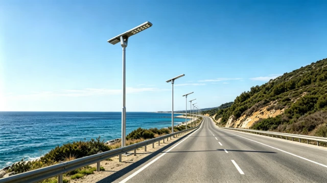 Solar LED street light system for outdoor coastal roads application