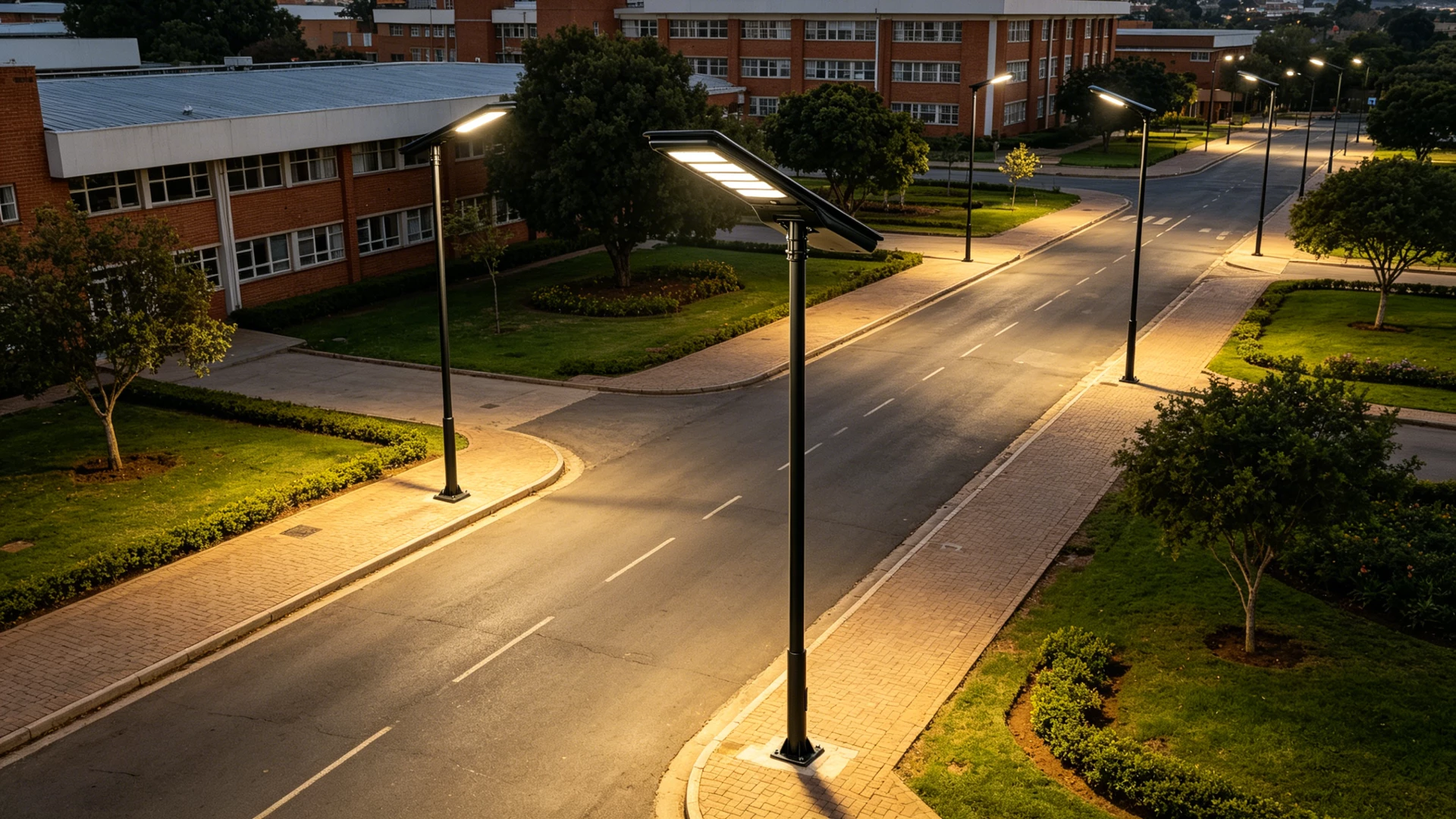 solar-powered LED road light for African school infrastructure projects