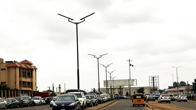 Solar street lighting system for industrial park roads