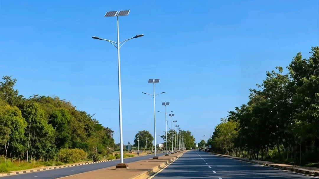 Split solar street lights for municipal road development and urban infrastructure