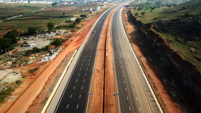 split solar street lights installed on highway and express road infrastructure